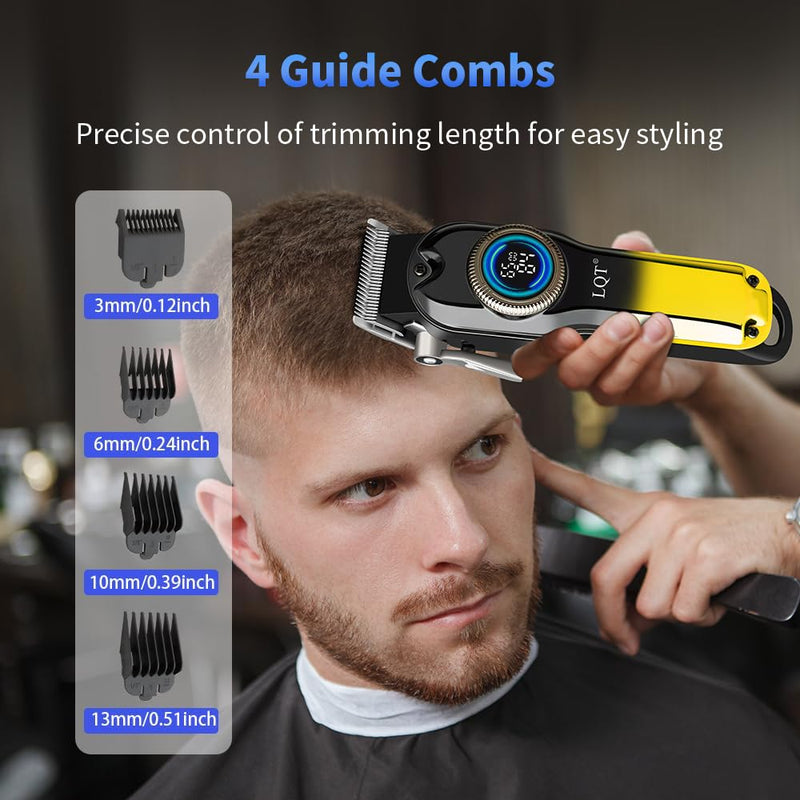 [Australia] - LQT® Hair Clippers for Men Professional, Body Hair Trimmer & Cordless Grooming Set with LED Display Zero Gap Clippers,Fade Haircut Kit, Electric Hair Cut Machines- Ideal Gifts for Men (Gold) Gold 