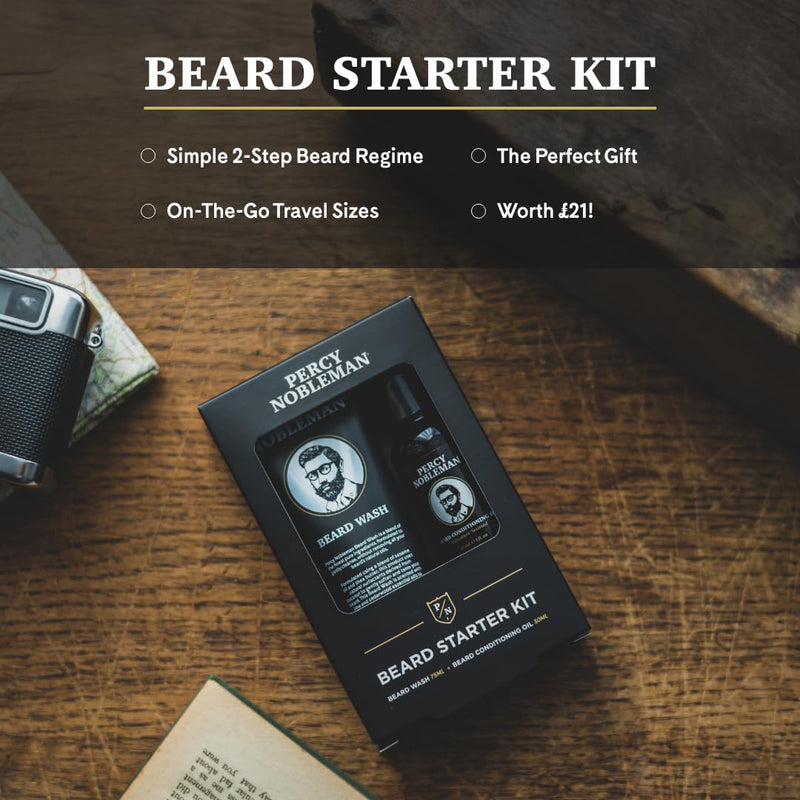 [Australia] - Percy Nobleman Beard Starter Set, a beard care set with beard oil and beard wash, suitable as a filler for stockings, 30ml / 75ml 