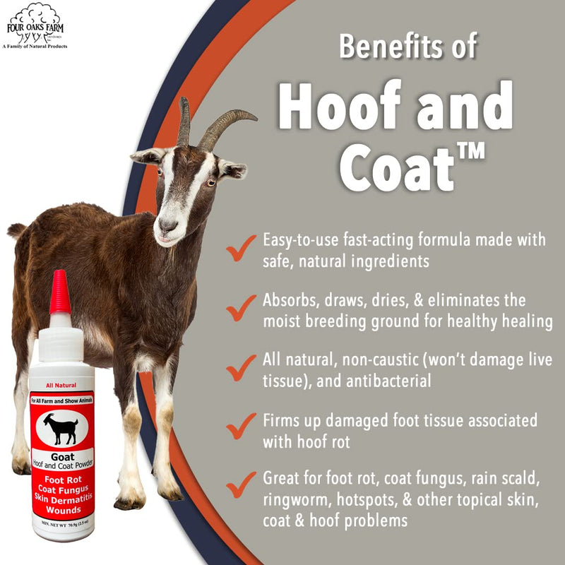 Goat Hoof & Coat Powder - Wound Care, Heals/Prevents Foot Rot, Skin Problems - All Natural, Non-Caustic, Easy to Use (2.5 oz) 2.5OZ