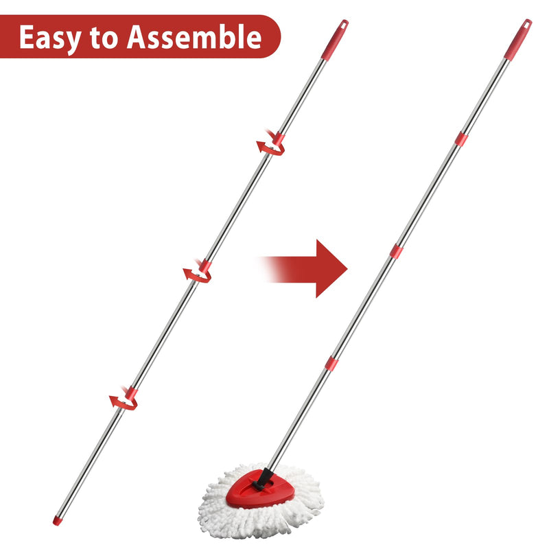 [Australia] - 2 Spin Mop Head Replacement, 1 Base, 1 Mop Handle (30-58in) Combo Mop Set Compatible with OCedar EasyWring Microfiber Mop (White (1-Tank System)) White (1-tank System) 