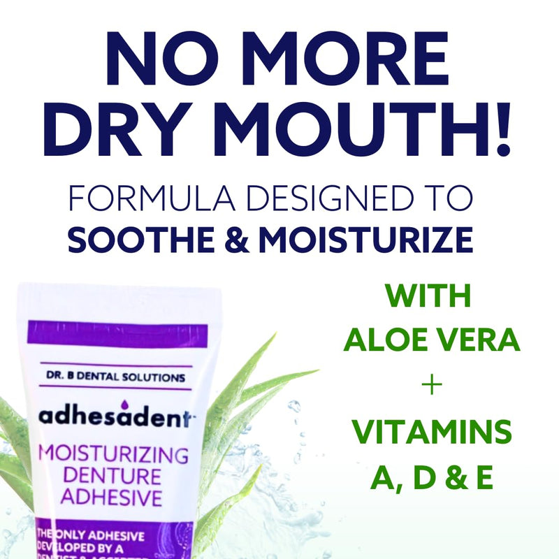 [Australia] - Dr. B Dental Solutions Adhesadent Moisturizing Denture Adhesive - Secure Denture Glue with Strong Grip & Natural Taste - Zinc-Free Dental Adhesive for Dentures, Overdentures - 2.4 oz 2.4 Fl Oz (Pack of 1) 