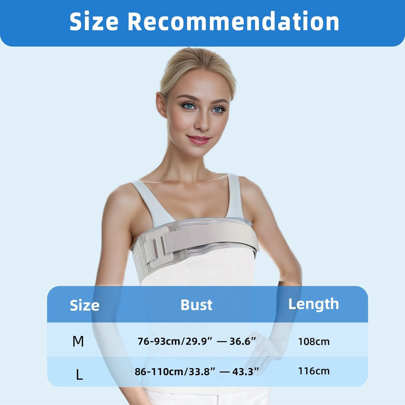 Rib Brace for Women,Breathable Men Rib Compression Wrap for Cracked Ribs and Broken Rib,Chest Binder and Rib Protector (Medium) Medium