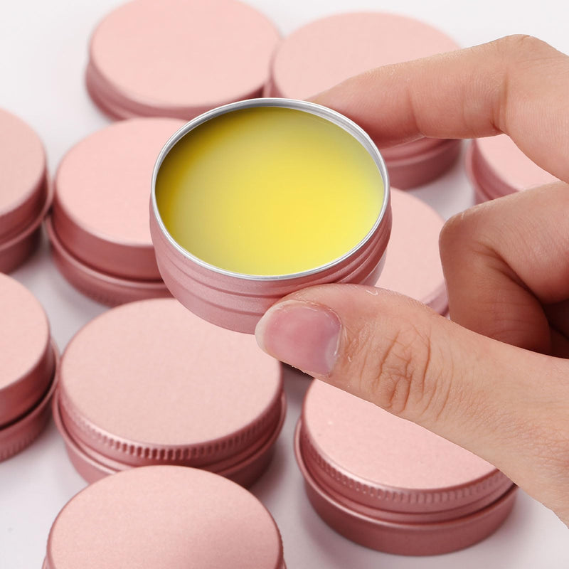 Patelai 64 Pieces Lip Balm Tin Containers Screw Top Round Tin Cans Aluminum Jar with Screw Lid, Empty Bottle Travel Cosmetic Sample Container for DIY(1 oz,Rose Gold) 1 oz Rose Gold