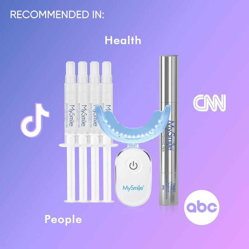 MySmile Teeth Whitening Kit for Sensitive Teeth, 30+ Treatments Whitener | 4*3ml 35% Carbamide Peroxide Whitening Gel+4ml Remineralization Pen & 28LED Whitening Tray Light, Remove Years of Stains 16 Fl Oz (Pack of 1)