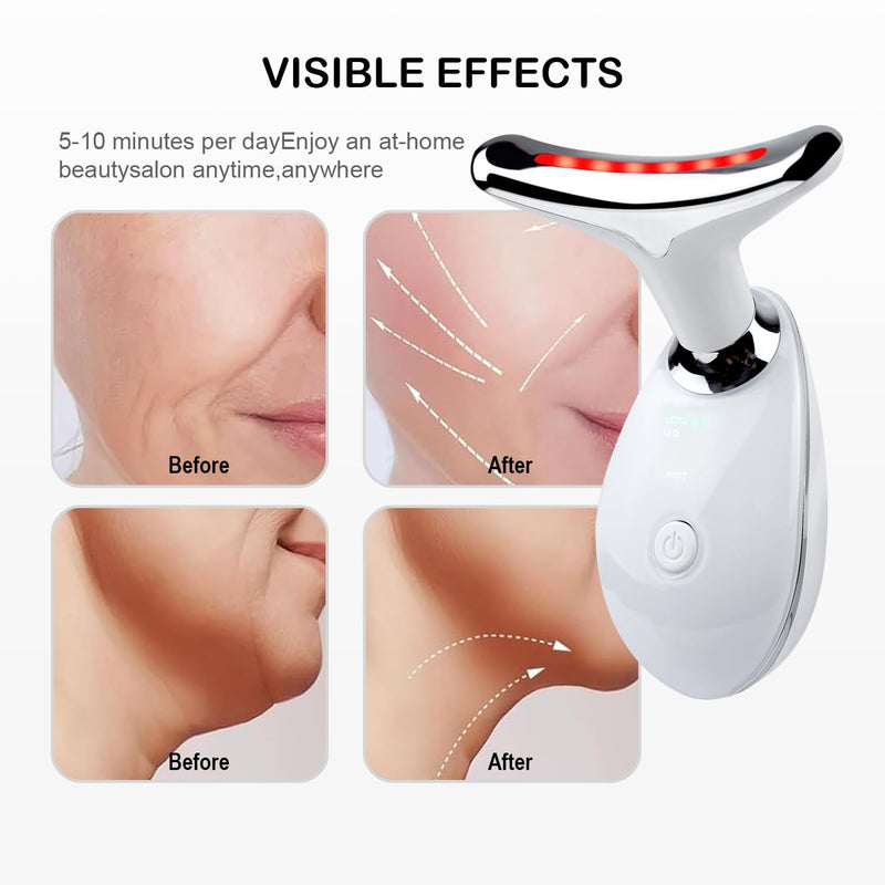 Face and Neck Massager，7 Color Multifunctional Facial Skin Care Tools, Led Face and Neck Beauty Device for Home Use