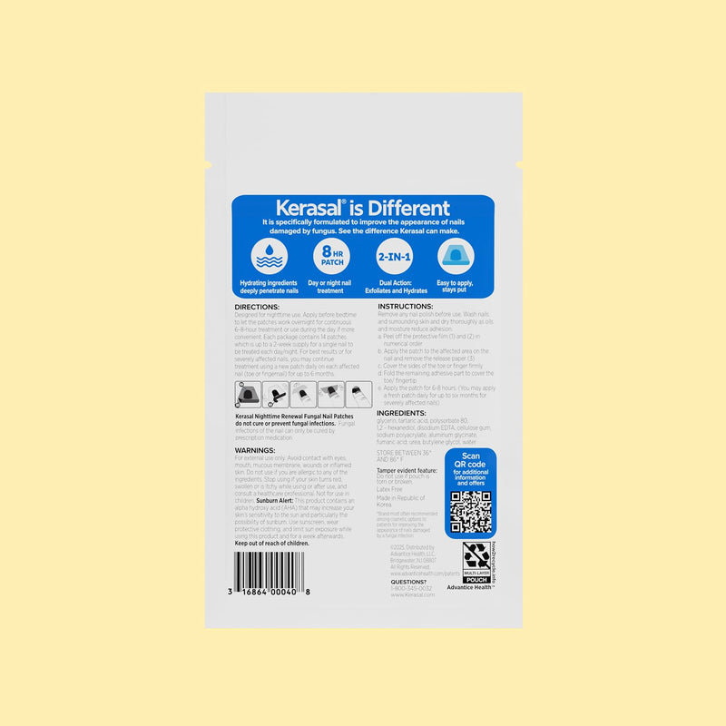 Kerasal Nighttime Renewal Fungal Nail Patches - 14 Patch - Overnight Repair for Nail Fungus Damage, 8-Hour Treatment Restores Healthy Appearance (Packaging May Vary) 14 Count (Pack of 1) Nail Renewal Patches
