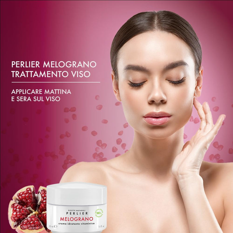 Perlier – Pomegranate Moisturizing Vitamin Face Cream, 1.6 fl oz, Bio-Fermented Pomegranate with Vitamins C & E, Hydrating and Protective Formula, Alcohol-Free, Boosts Radiance and Skin Vitality