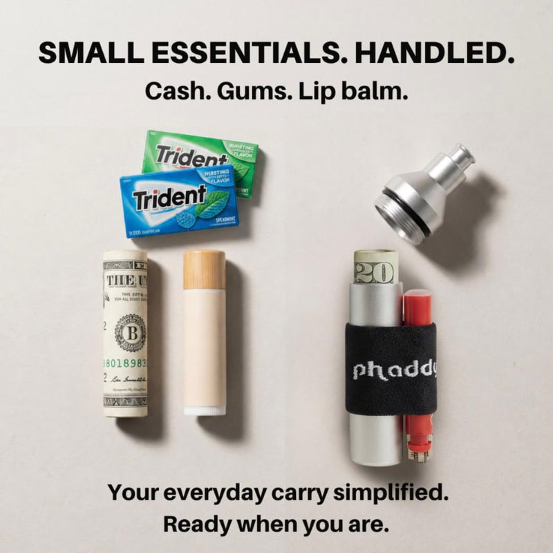 phaddy™ Keychain Container + Compression Band — Store Inside, Secure Outside | Holds Cash, Vitamins & Small Essentials (Silver, King Size) Silver