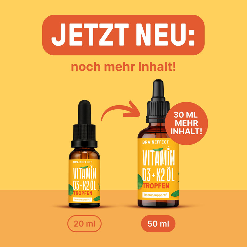 [Australia] - BRAINEFFECT Vitamin D3 K2 drops (50 ml) High-dose drops in MCT oil for a stronger effect - cover 500% of the daily requirement, 17 month supply (tasteless) Neutral 50 ml (pack of 1) 