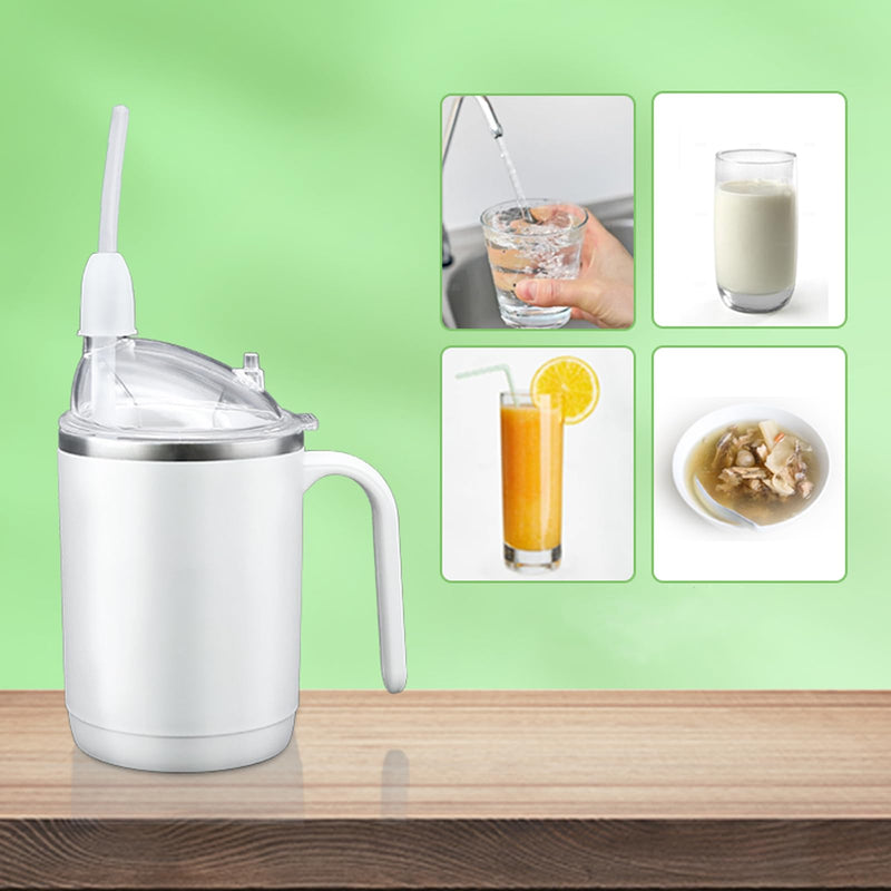 [Australia] - Adult Sippy Cup for Elderly, 15oz Stainless Steel Sippy Cup with Straw, Spill-Proof Dysphagia Cup No Spill Feeding Cup for Adults Disabled Limited Mobility Patients 