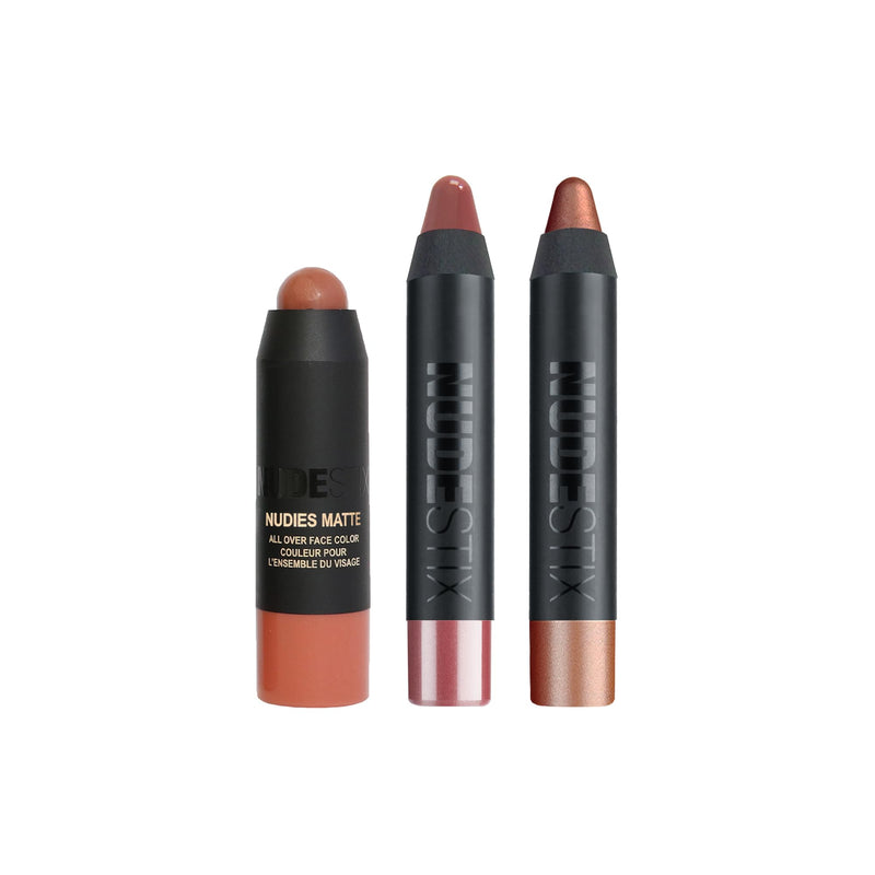 [Australia] - Nudestix Sunkissed Nudes Mini Kit – 3-Piece Cream Blush, Bronzer & Glossy Lip Set for Cheeks, Eyes & Lips | Travel-Size, Multi-Use, Vegan Makeup for a Fresh Beachy Glow 