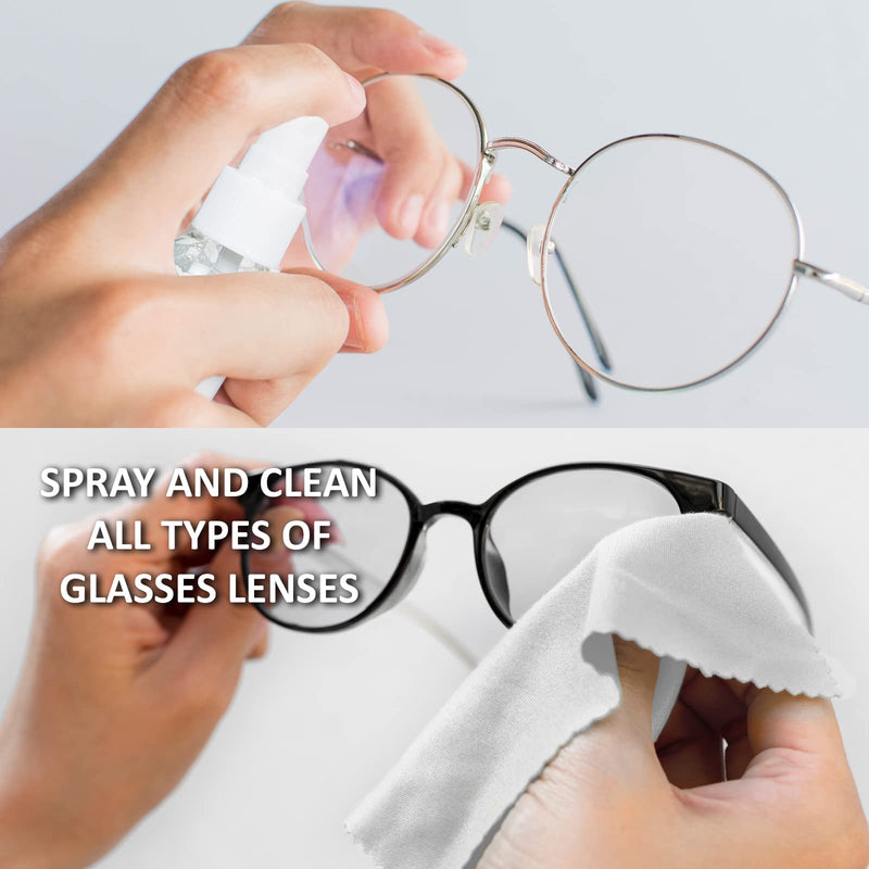 [Australia] - Lens Cleaner Spray 2 2oz Eyeglass Cleaner, with 5 Microfiber Cloths Kit Ammonia and Streak Free Safe for Eyewear and Electronics Small 