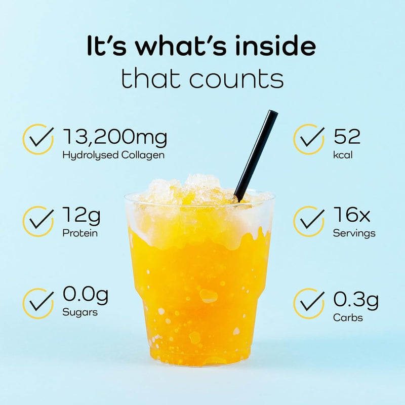 Hydrolyzed Collagen Juice (1 Month Supply) | 13,200mg Type 1&3 Collagen | Powered by Zinc, Vit C, B6 & Magnesium | 12g Protein | 32x Servings - Tropical Fruits Flavour 500g