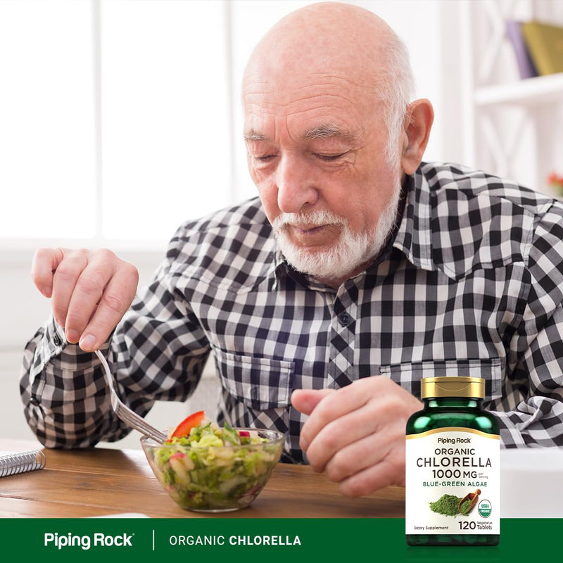 [Australia] - Piping Rock Chlorella | 1000mg | 120 Tablets | Blue-Green Algae | Broken Cell Wall Organic | Non-GMO, Gluten Free Supplement 