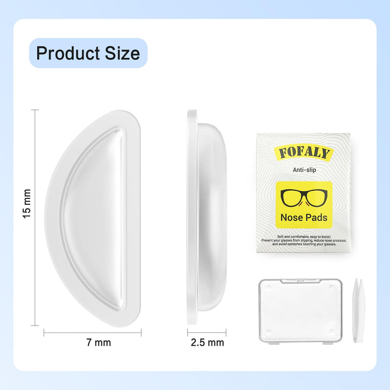 [Australia] - Nose Pads for Glasses, Anti-Slip Silicone Eyeglass Nose Pads, 2.5mm Heightened Airbag Cushions, Comfortable D-Shaped Adhesive Replacement Nose Pad for Sunglasses (5 Clear Pairs) 5 Clear Pairs 