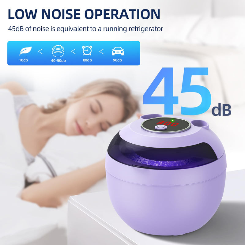 [Australia] - Ultrasonic Retainer Cleaner, Retainer Cleaner Machine for Dentures, Mouth Guards, Braces, Toothbrush Heads, Jewelry with 200ML Capacity, 45kHz Retainer Cleaning, 4 Modes for Appliances, Purple 