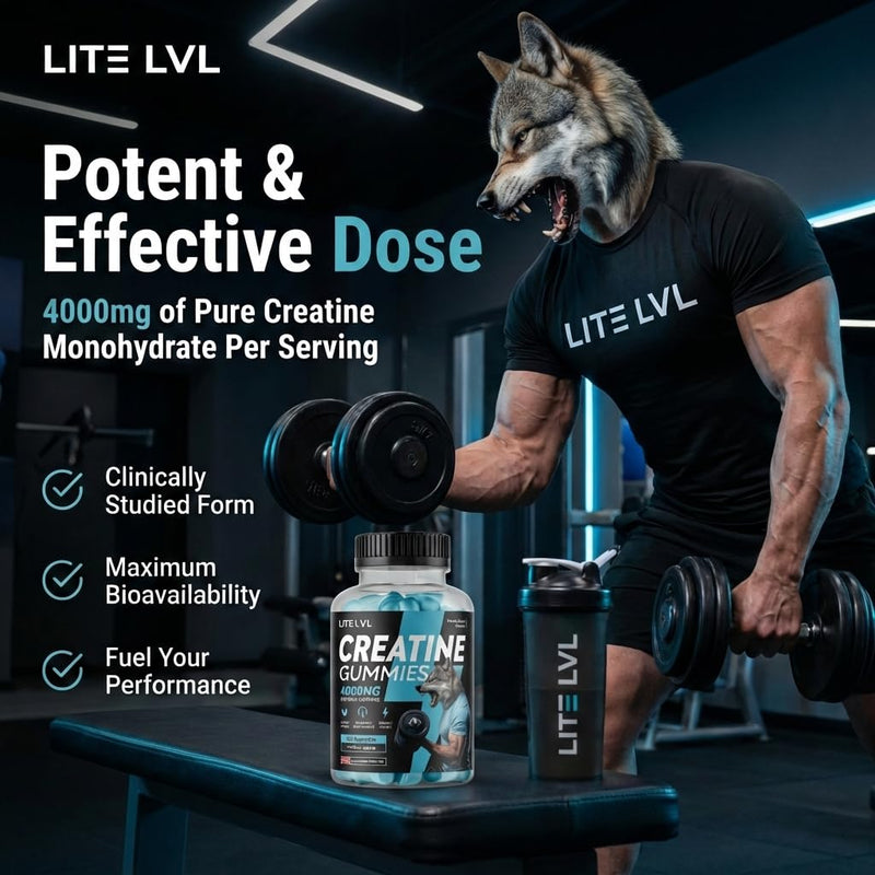 Creatine Gummies 4000mg | 120 Mixed Berry Flavoured Gummies | Creatine Monohydrate Supplement for Muscle Strength & Performance | Vegan-Friendly | 60 Days Supply 1 count (Pack of 120)