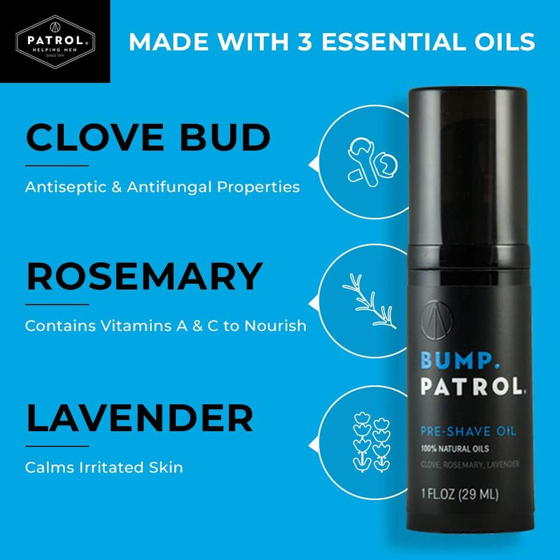 [Australia] - Bump Patrol Pre-Shave Oil for Men with Natural Essential Oils - Smooth Shave, Softer Skin - 1 Ounce 1 Fl Oz (Pack of 1) 