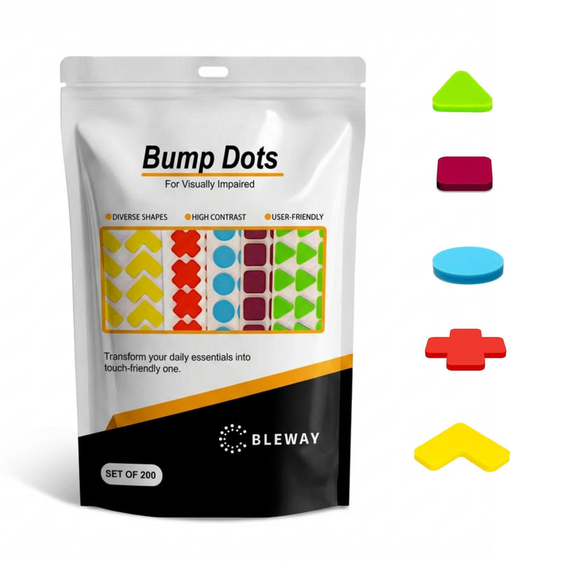 Bump Dots for Visually Impaired 200 Pcs Combo Pack(Yellow&Red&Blue&Purple&Green) - Low Vision Aids Braille Stickers Raised Tactile Dots for Elderly, Blind
