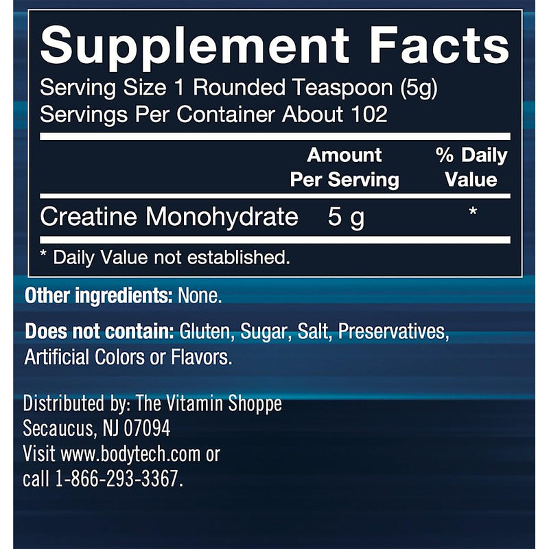 [Australia] - BODYTECH 100% Pure Creatine Monohydrate Powder (18 oz) Unflavored 102 Servings (Pack of 1) 