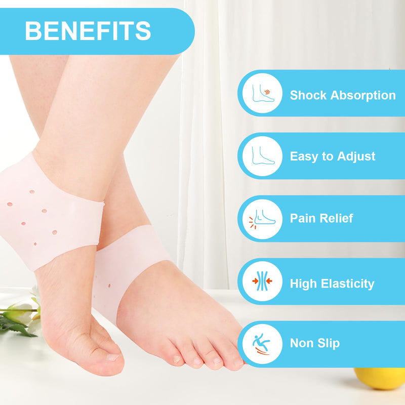 [Australia] - 2 pairs of silicone heel protection, gel heel protection, heel socks, gel heel protection, heel socks for heel pain, dry cracked heel, transparent color 