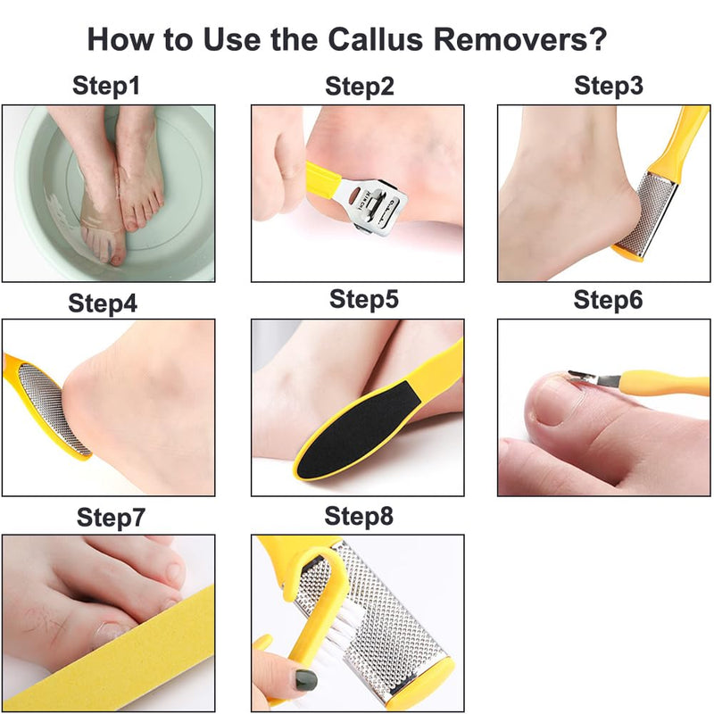 [Australia] - Stainless Callus Removers Set Foot File Pedicure Tools Kit for Feet Nail Clippers Set Fingernail Clipper Toenail Clipper Nail Care Tool with Travel Case for Men Women 