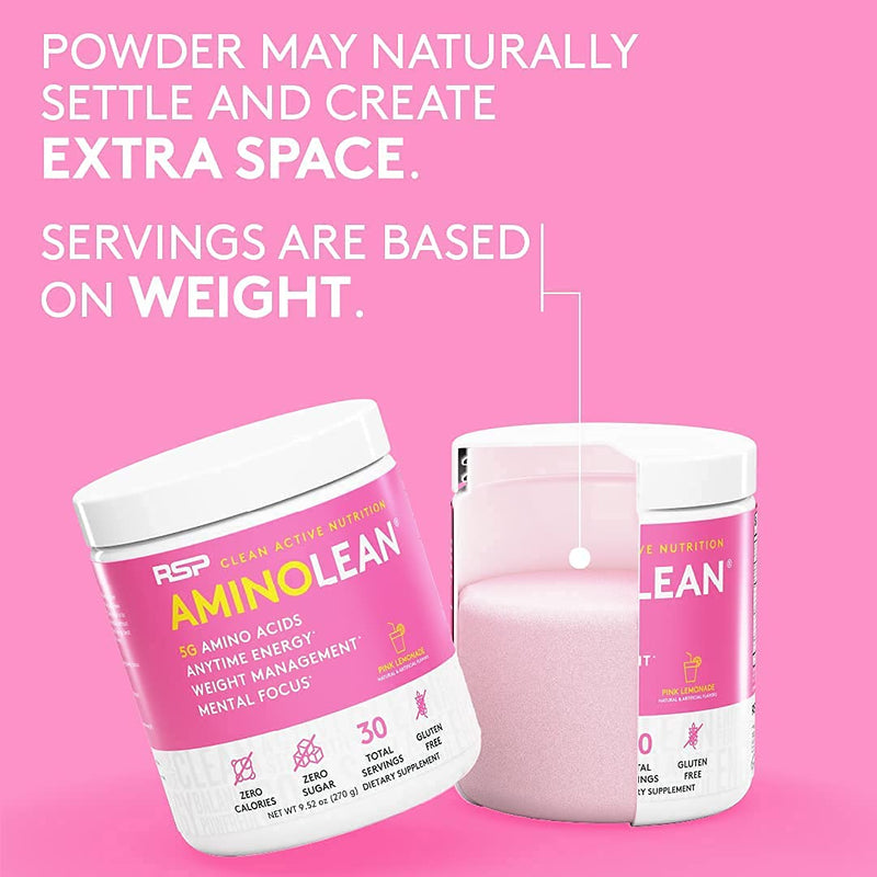 [Australia] - RSP NUTRITION AminoLean Pre Workout Powder, Amino Energy & Weight Management with Vegan BCAA Amino Acids, Natural Caffeine, Preworkout Boost for Men & Women, 30 Serv, Pink Lemonade… 30 Servings (Pack of 1) 