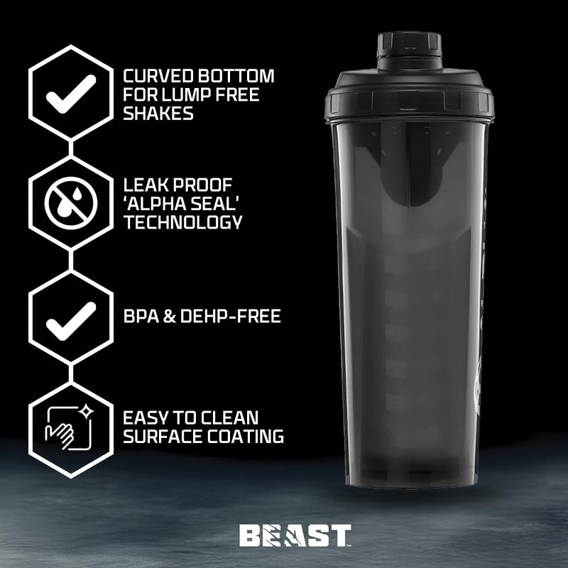 Beast | Protein Shaker Bottle + Whey Protein Powder Samples | 6 Sachets + 1000ml Shaker Gym Gift Set Sample Packs Sample Pack (6 Sachets + 1000ml Shaker)