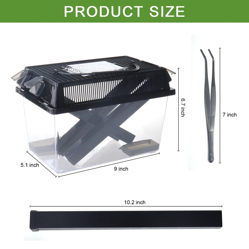 NANEEZOO Cricket Keeper, Equipped with Water & Food Feeding Dish, High Transparency Cricket Pen with Dispenser Tubes, Insect Keeper for Gecko Snake Lizards Reptiles (Large) Large - PawsPlanet Australia