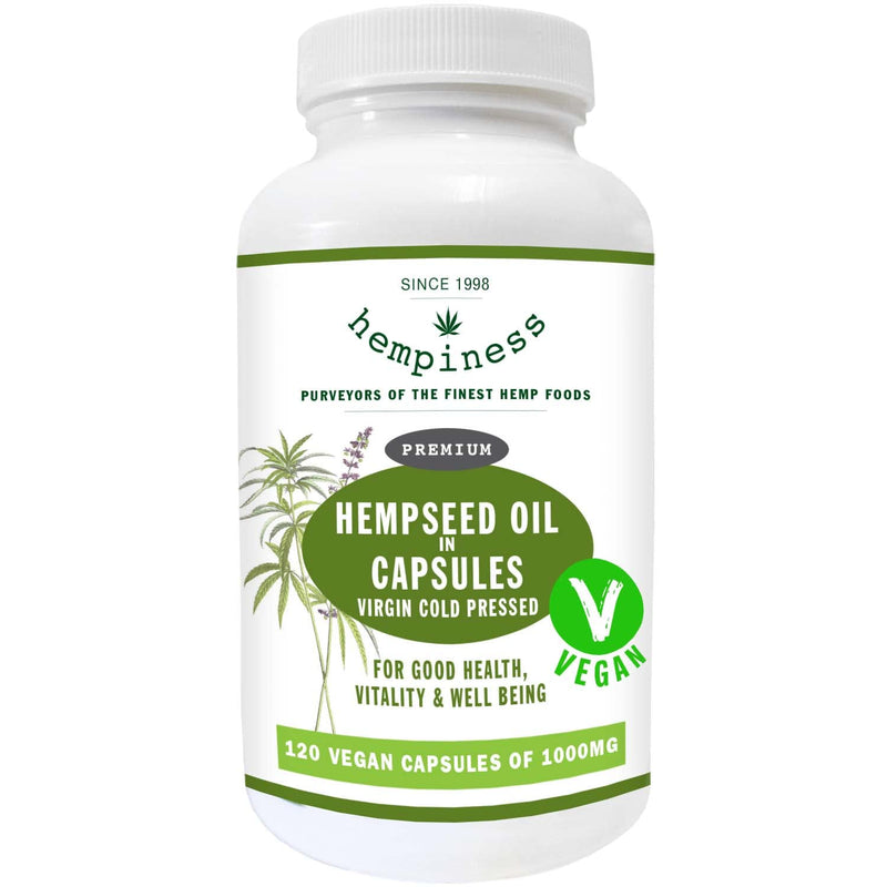 Organic Hemp Seed Oil Vegan Capsules 1000mg - 120 Softgel Capsules with Organic Cold-Pressed Hemp Seed Oil - Omega 3,6,9 - Since 1998 1