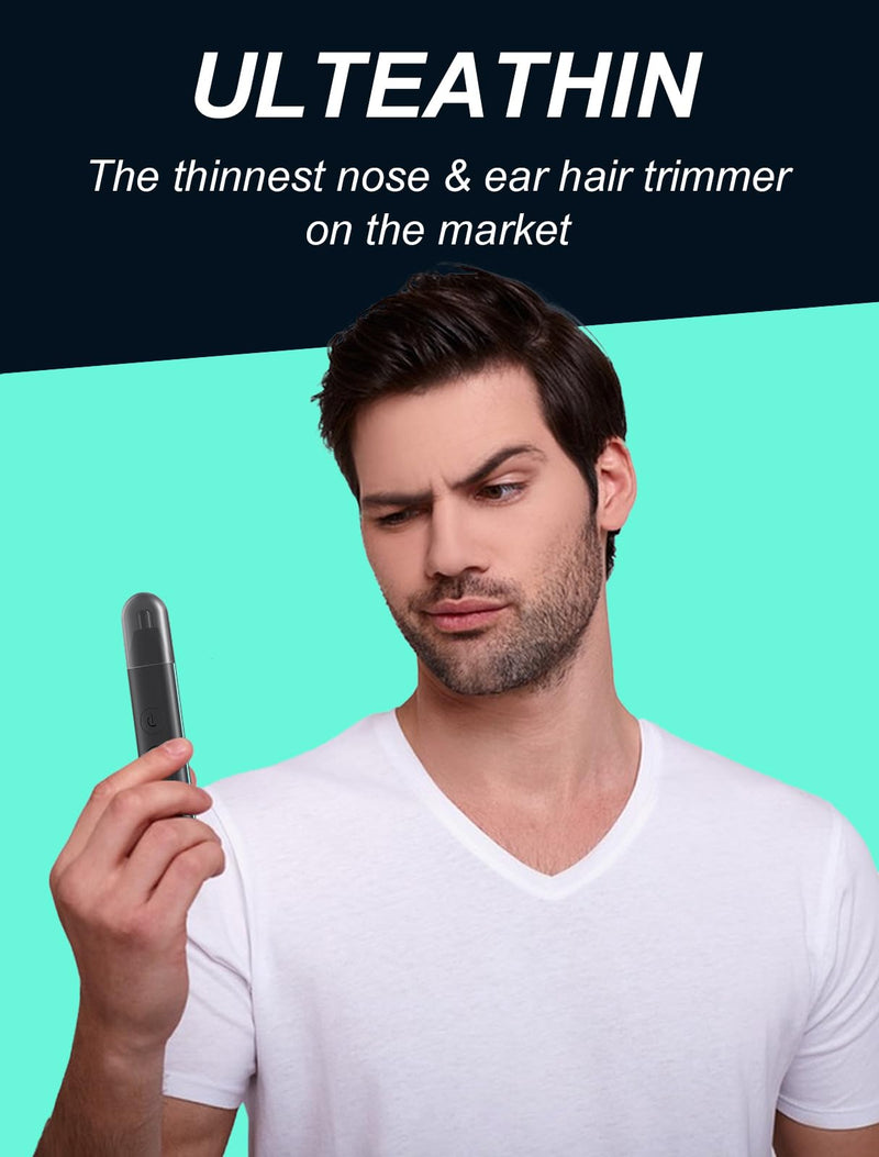 Nose Hair Trimmer for Men - 2024 Professional Painless Ear & Facial Hair Trimmer for Men Women, IPX7 Waterproof USB Rechargeable, Dual Edge Blades for Easy Cleansing, LCD Display