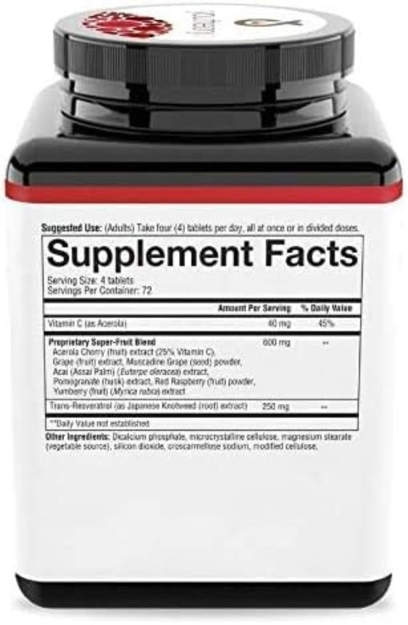 [Australia] - Youtheory Resveratrol with Acerola, 290 Count (1 Bottle) 290 Count (Pack of 1) 