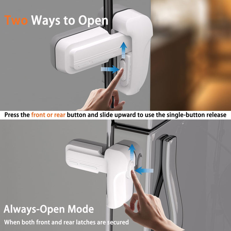 [Australia] - 2 Pack Upgrade Child Proof Refrigerator Lock with Two Ways to Open, Home Fridge Freezer Door Lock Latch Catch to Keep Door Closed, no Tools Need or Drill (White) White 