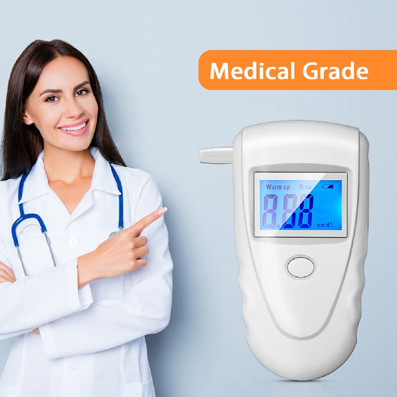 [Australia] - Keto Breath Breathalyzer, High Accuracy Ketone Meter Tracing Diet & Ketosis Status, Ketone Breath Analyzer with 10 Mouthpieces (White) 