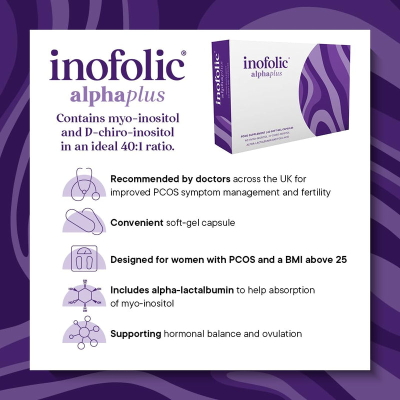 AlphaPlus – Myo-Inositol & D-Chiro-Inositol – 40:1 Ratio – 400ug Folic Acid – PCOS Supplement for Women – Hormonal Balance, Fertility & Metabolic Function – 60 Capsules – 1 Month Supply