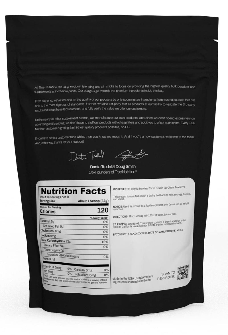 [Australia] - True Nutrition - Highly Branched Cyclic Dextrin - Carbohydrate Powder for Sustained Intra-Workout Energy, Enhanced Post-Workout Muscle Recovery - Vegan and Non-GMO - Unflavored 1lb 1 Pound (Pack of 1) 