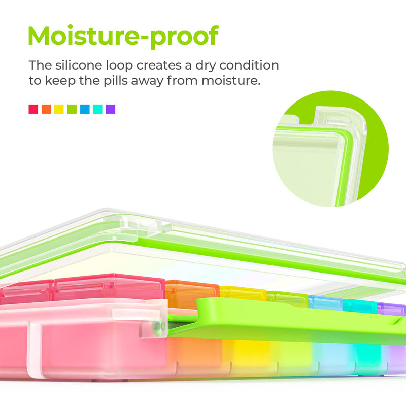 [Australia] - AUVON iMedassist Moisture-Proof Weekly Pill Organizer 4 Times a Day, Large 7 Day Pill Box Case with Portable Design for Travel, Removable Individual Containers Hold Vitamins, Supplements, Medications Clear 