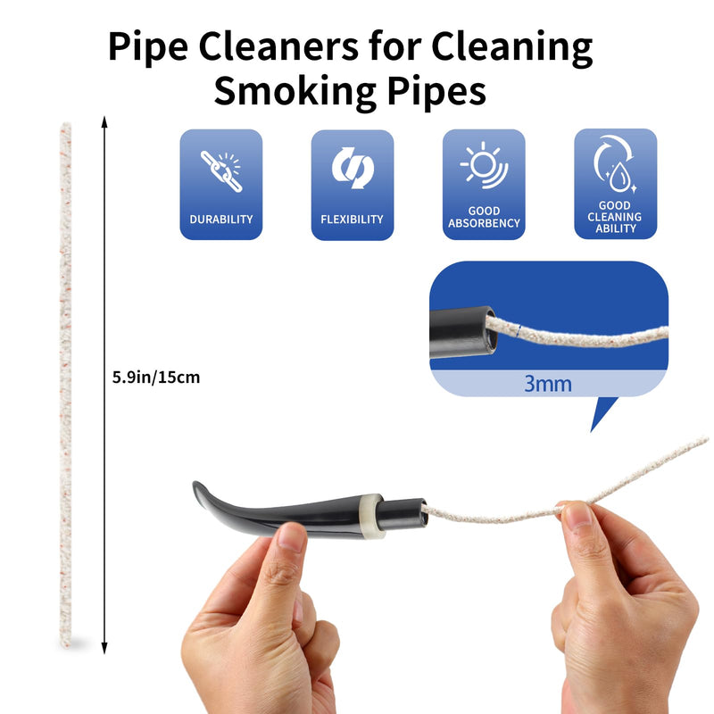 [Australia] - Phinus 300 Pack Pipe Cleaners Pipe, 6-Inch Pipe Cleaners Bulk, Cotton and Plastic Pipe Cleaner, Pipecleaners for Removing Tar & Resin, Pipe Cleaners for Plastic Metal Ceramic Wood Pipe 
