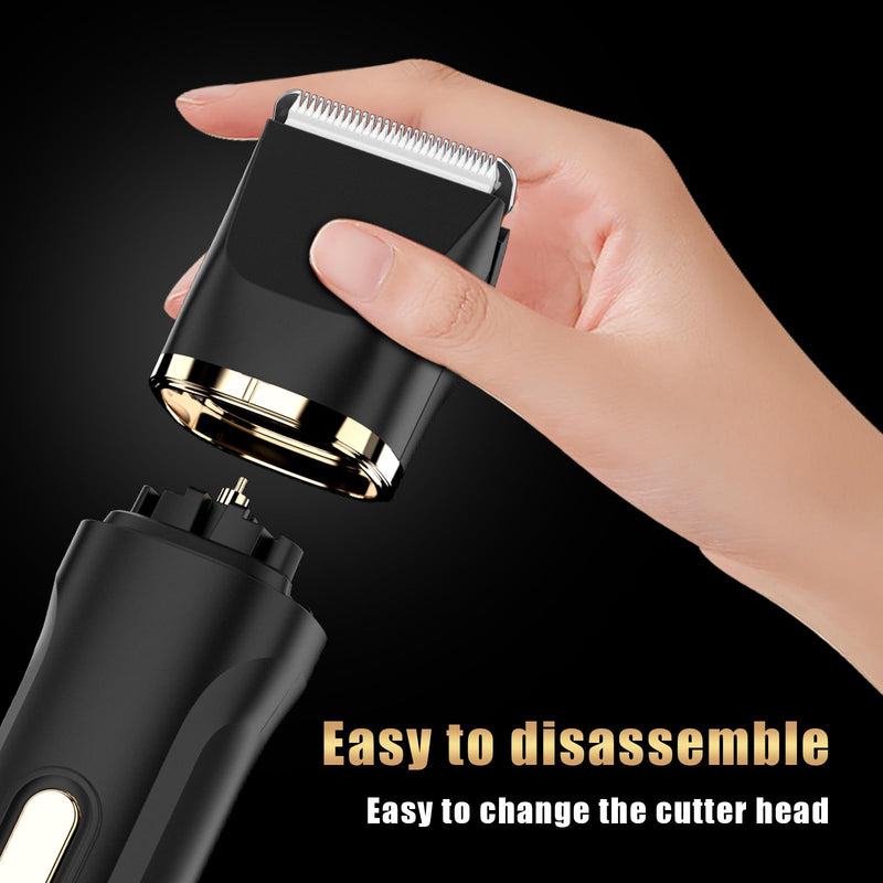 [Australia] - Electric Body Hair Trimmer for Men and Women - Groin Trimmer, Bikini Shaver, Wet/Dry Groomer with Replaceable Ceramic Blade Heads, Type-C Recharge Dock, and Waterproof Hygiene Razor 