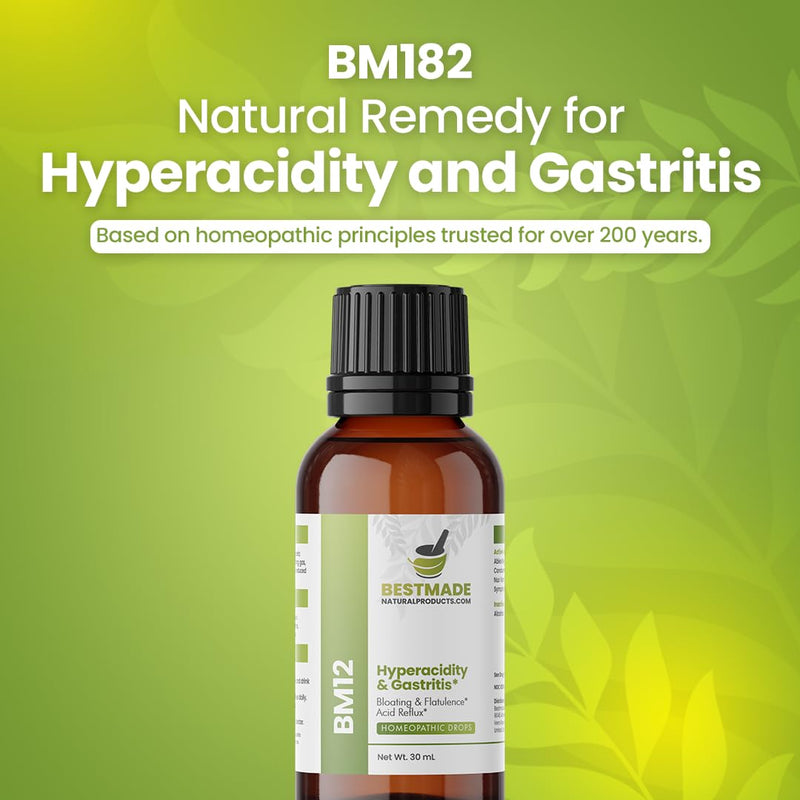 Bestmade Hyperacidity and Gastritis Relief BM12 - Comprehensive, Gentle Support for Digestive Health, Helping Indigestion, Ulcers, and Heartburn, Natural Homeopathic Formula, 30 mL Drops