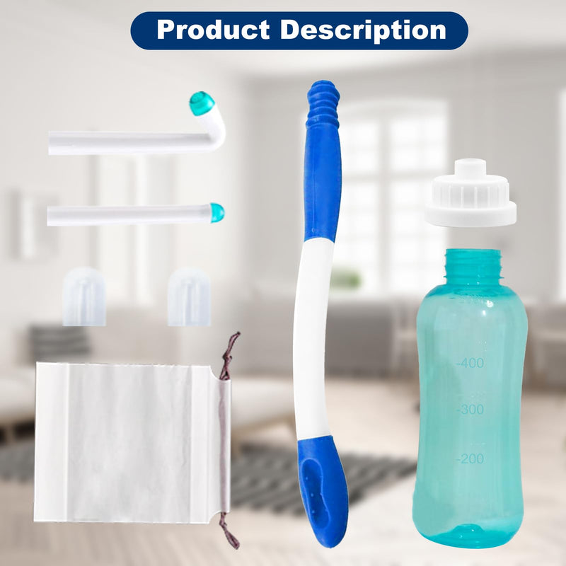 [Australia] - Foldable Toilet Aids Set for Wiping - 2PC Personal Hygiene Kit with Collapsible Butt Wiper & Dual-Nozzle Peri Bottle, for Post-Surgery Recovery, Elderly, Overweight, Mobility Challenges and Travel 