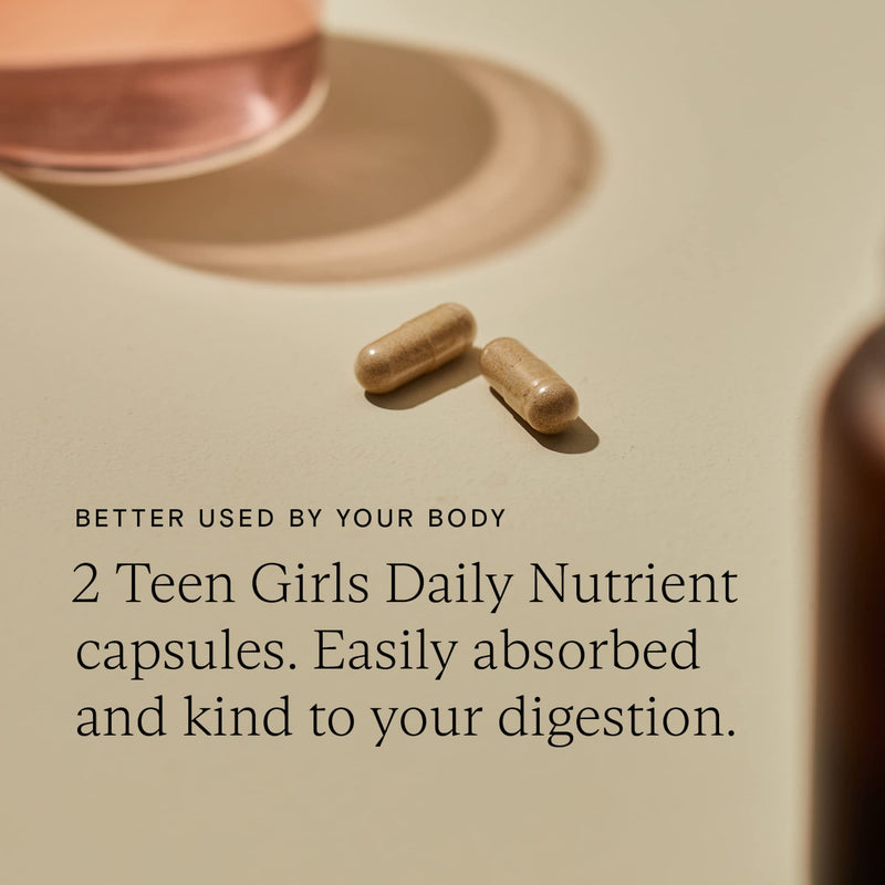 WILD NUTRITION Food-Grown Teen Girl Daily Multi Nutrient | Teen Girl Vitamins with Ashwagandha, Zinc, Folate and More to Support Hormonal Balance, Normal Growth, and Mental Performance | 60 Capsules Teen Girls