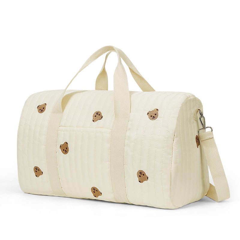 Quilted Duffle Bag for Women Teddy Bear Duffel Bags for Travel Cute Weekender Bags Baby Hospital Bag M-bear