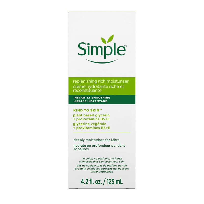 Simple Kind To Skin Replenishing Rich Moisturizer - Face Cream Nourishes and Hydrates - Face Moisturizer with Niacinamide, Vitamins B5 and E - 4 pc 4.2 Fl Oz (Pack of 4)