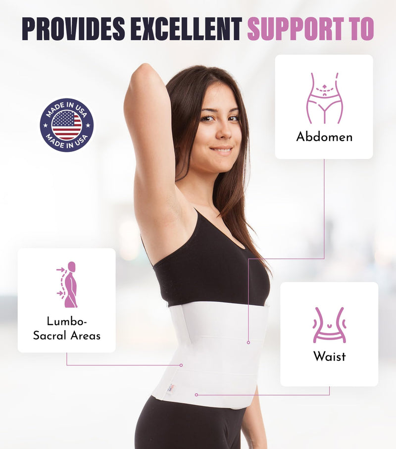 GABRIALLA Breathable Abdominal/Back Support Binder : White Small, Up to 34", (G AB-309 S)
