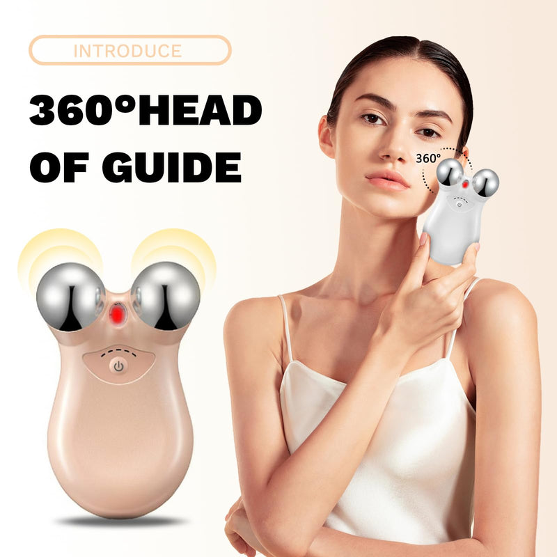 Facial Massage Roller Device, Dual-Head Design with LED Light Therapy, Electric Beauty Tool for Skin Care, White