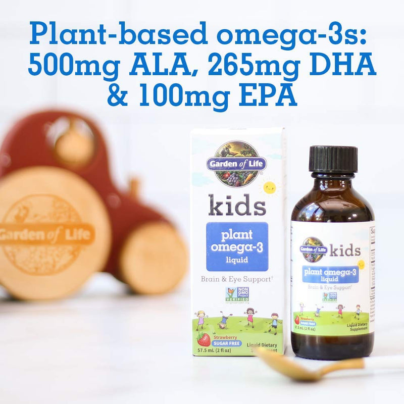 Garden of Life Kids Plant Omega-3 Liquid Supplement, Strawberry, 2 Fl Oz