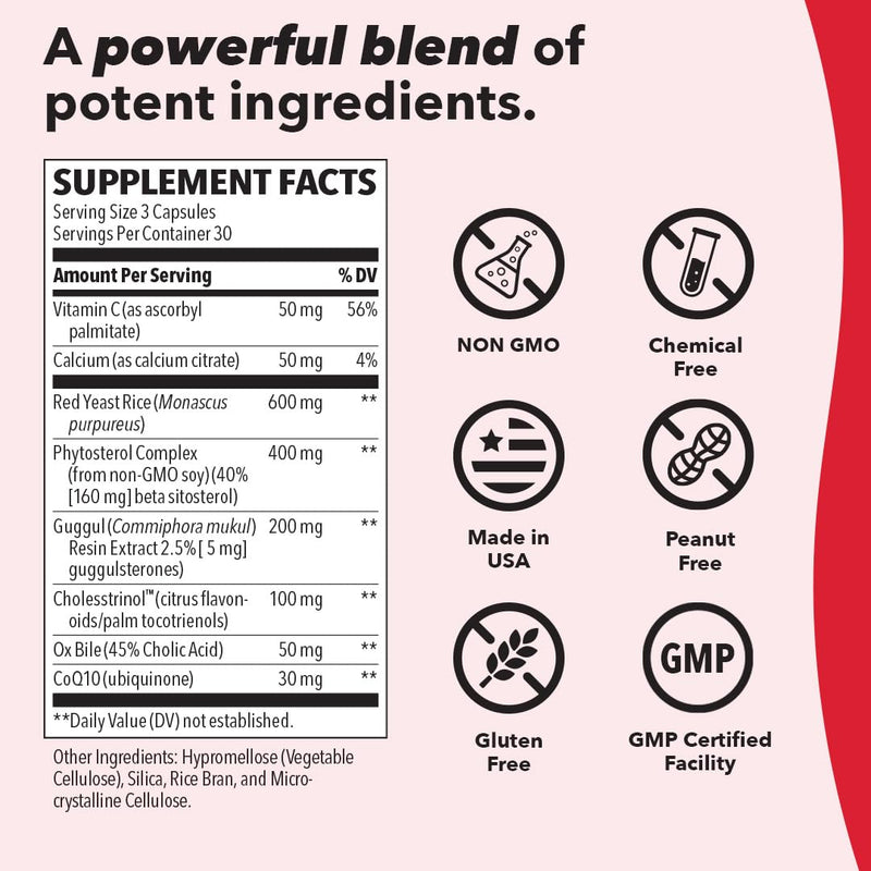 [Australia] - Life Seasons - Choles-T - Cholesterol Support Supplement - Promotes Healthy Heart & Liver Function - Maintains Normal Levels - Red Yeast Rice, CoQ10, Guggul & Phytosterols - 90 Capsules 90 Count (Pack of 1) 