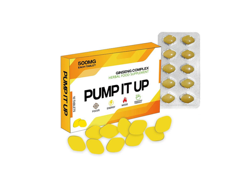 Pump IT UP Gold 500mg | Stronger | Longer | Harder | Performance | Extra Strength Enhancing Pills, Stamina Endurance Booster Supplement Pills for Men | 10 Ginseng LIBIDO Booster Tablets