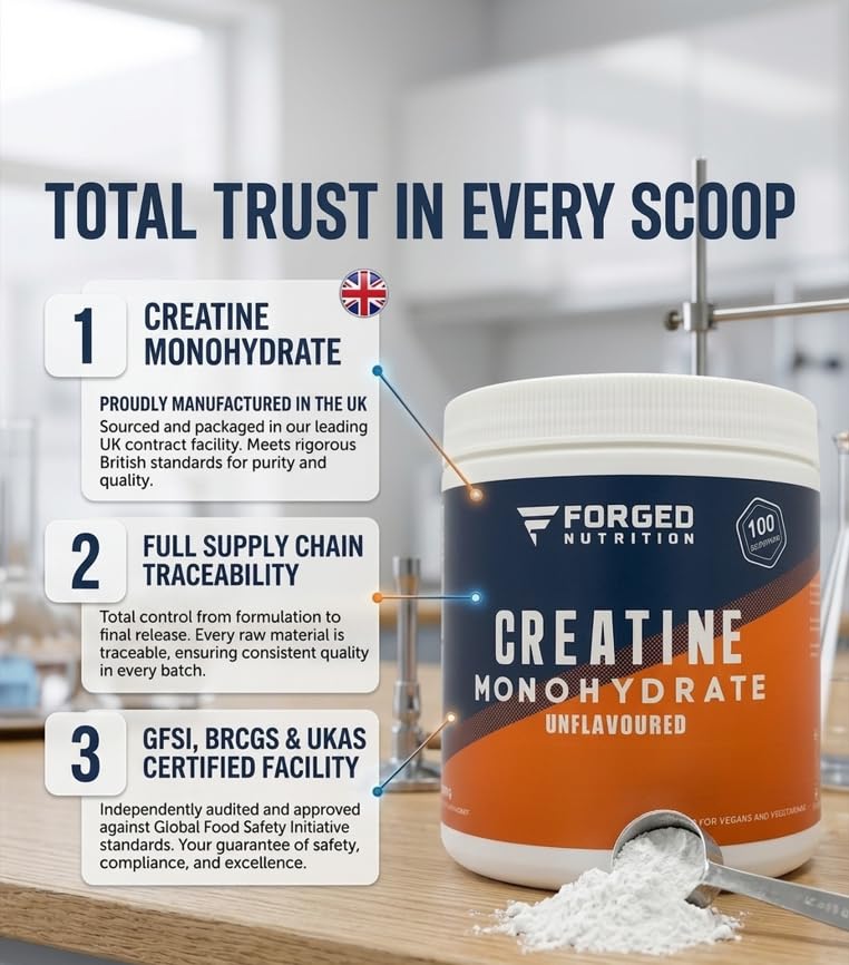 Creatine Monohydrate Powder 100 Servings (500g) – Pure Micronised Creatine Powder Supplement for Men & Women, Pre & Post Workout Strength, Muscle Growth & Recovery, Vegan, 200 mesh – Unflavoured